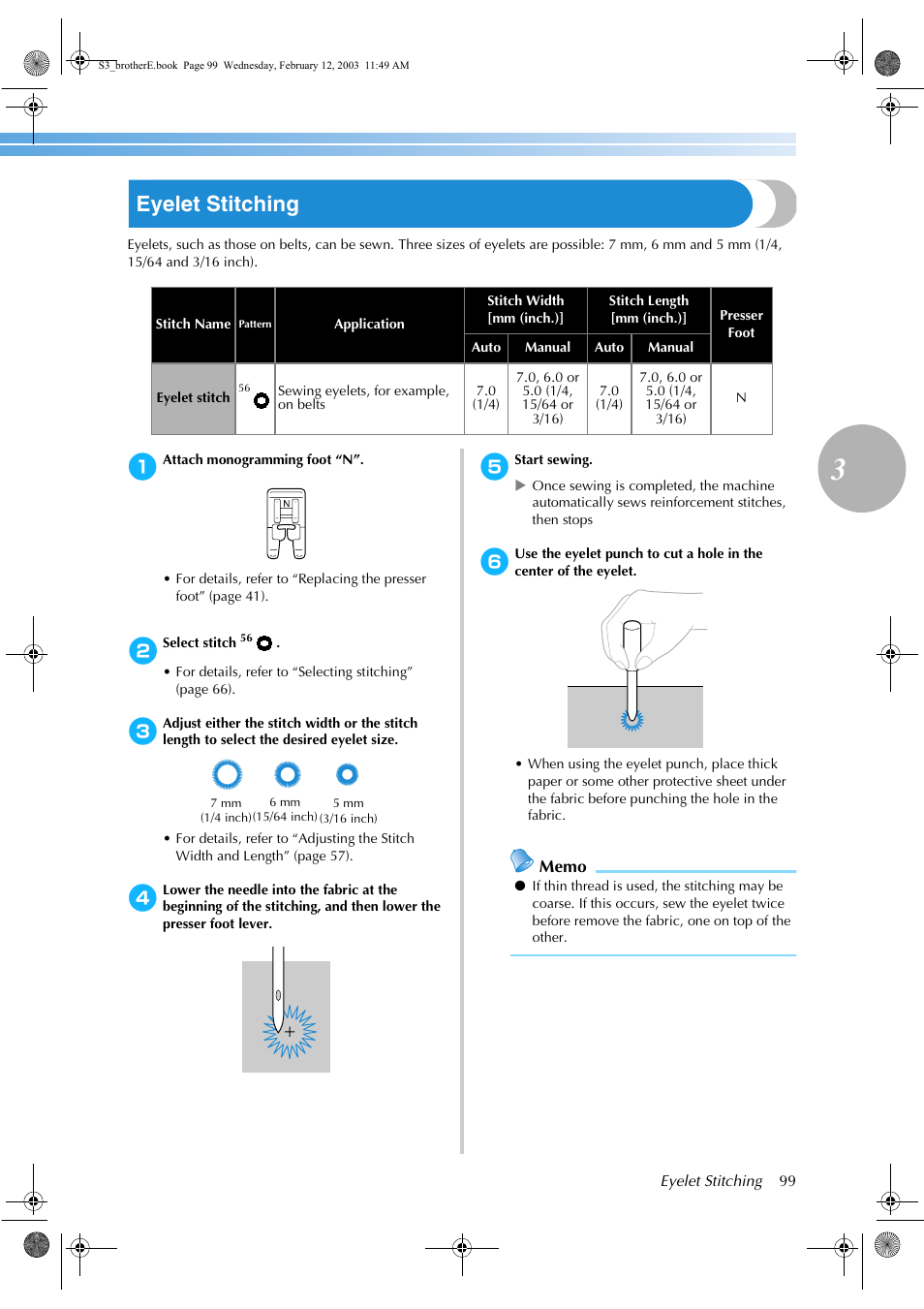 Eyelet stitching | Brother CS-8150 User Manual | Page 105 / 140