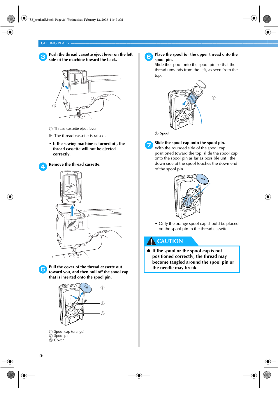 Caution | Brother CS-8150 User Manual | Page 32 / 140