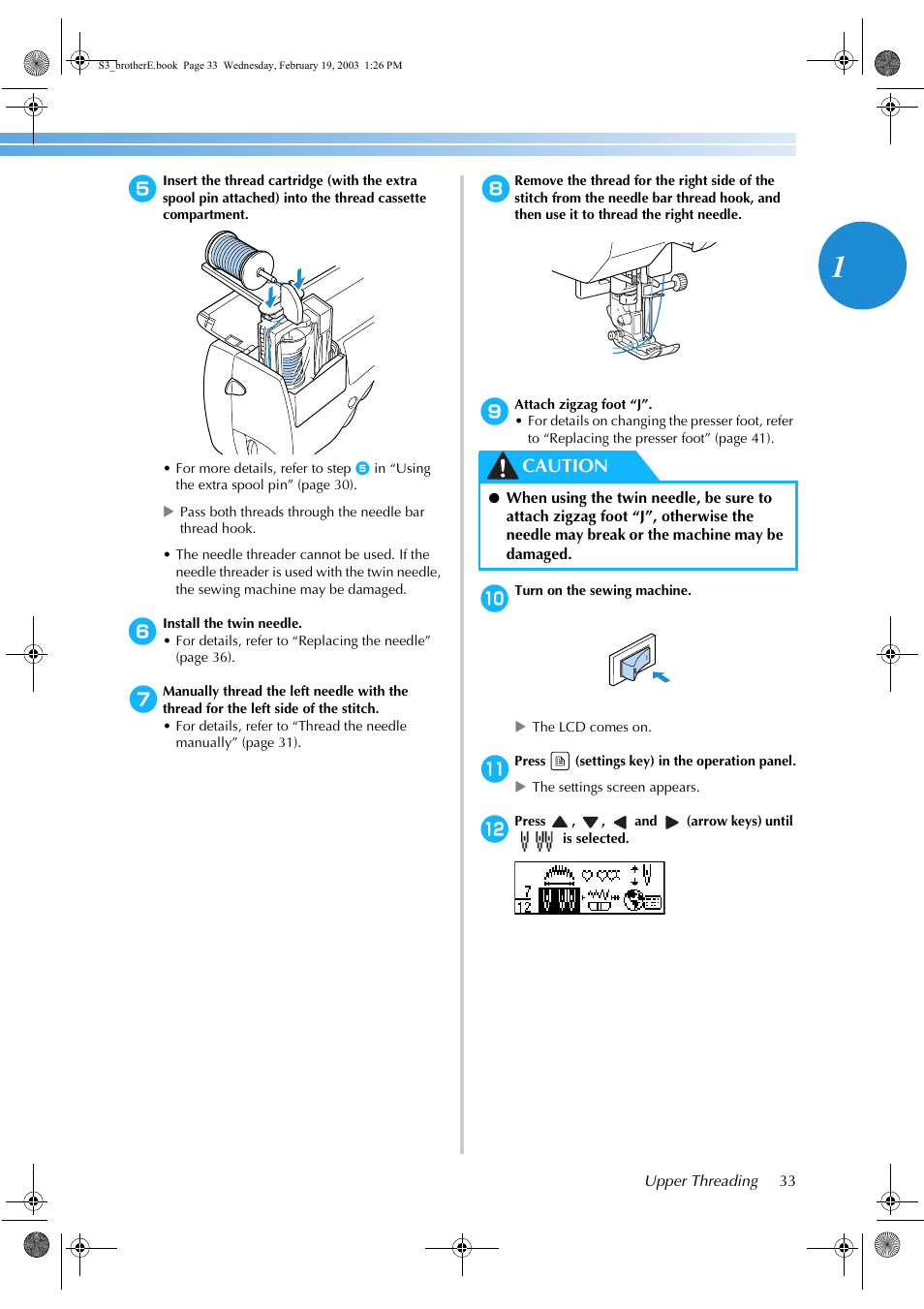 Caution | Brother CS-8150 User Manual | Page 39 / 140