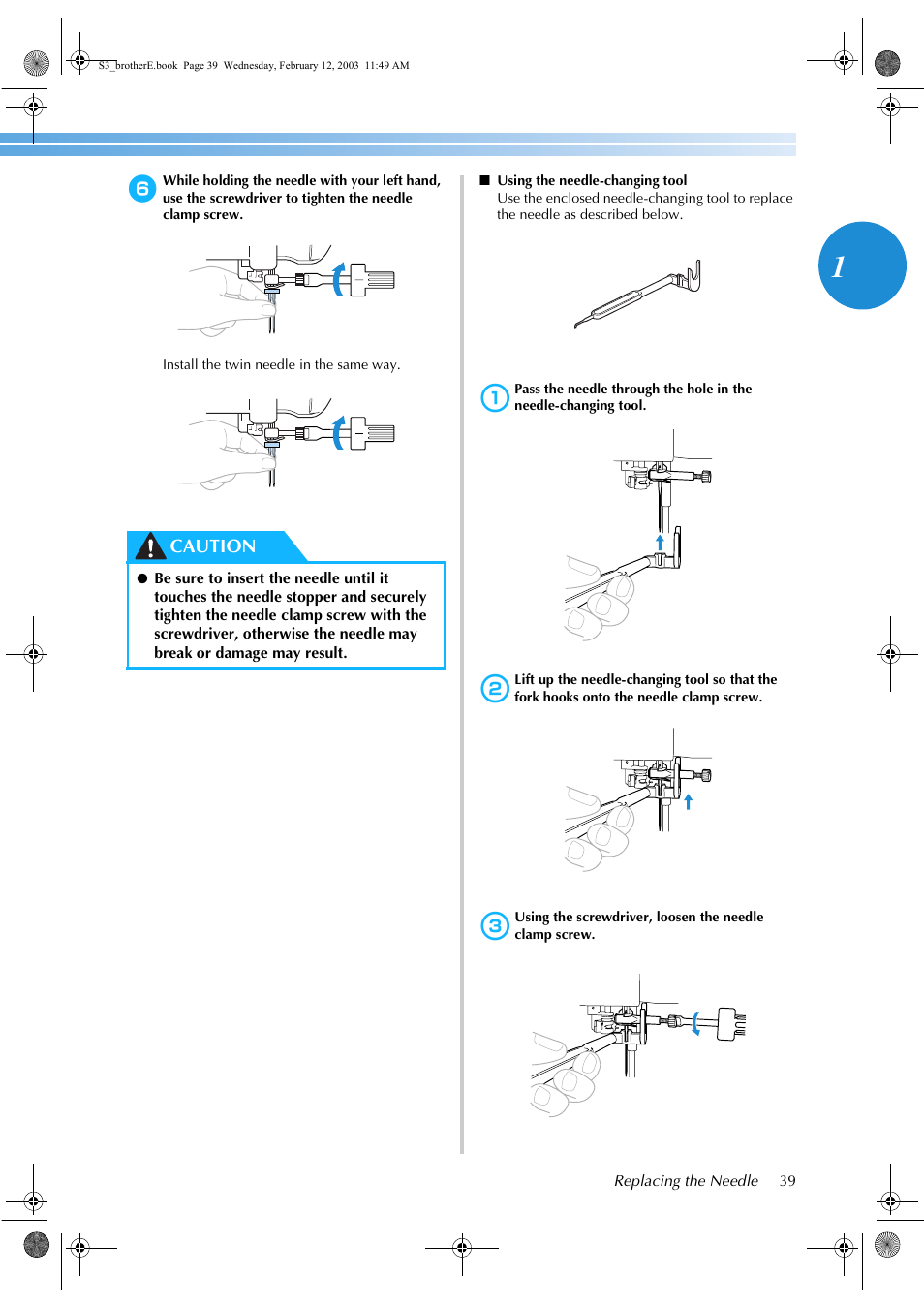 Caution | Brother CS-8150 User Manual | Page 45 / 140