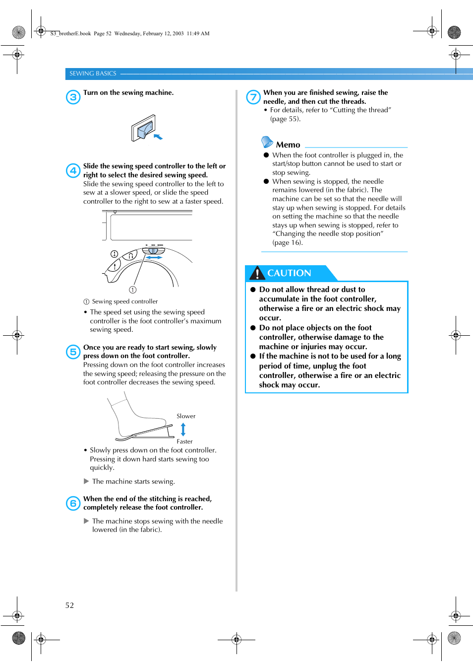 Caution | Brother CS-8150 User Manual | Page 58 / 140