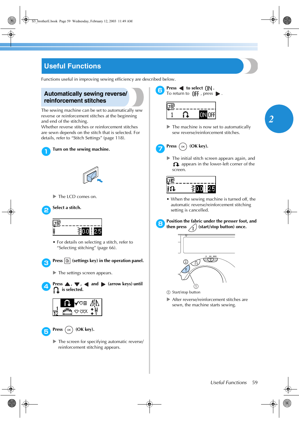 Useful functions | Brother CS-8150 User Manual | Page 65 / 140