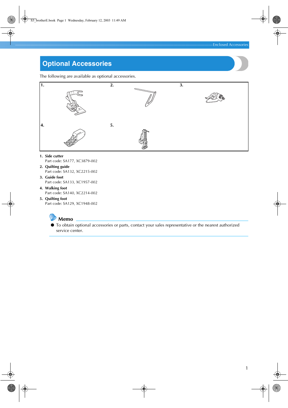 Optional accessories | Brother CS-8150 User Manual | Page 7 / 140