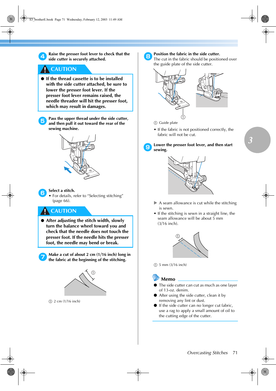 Caution | Brother CS-8150 User Manual | Page 77 / 140