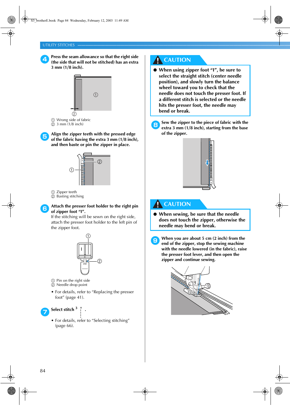 Caution | Brother CS-8150 User Manual | Page 90 / 140