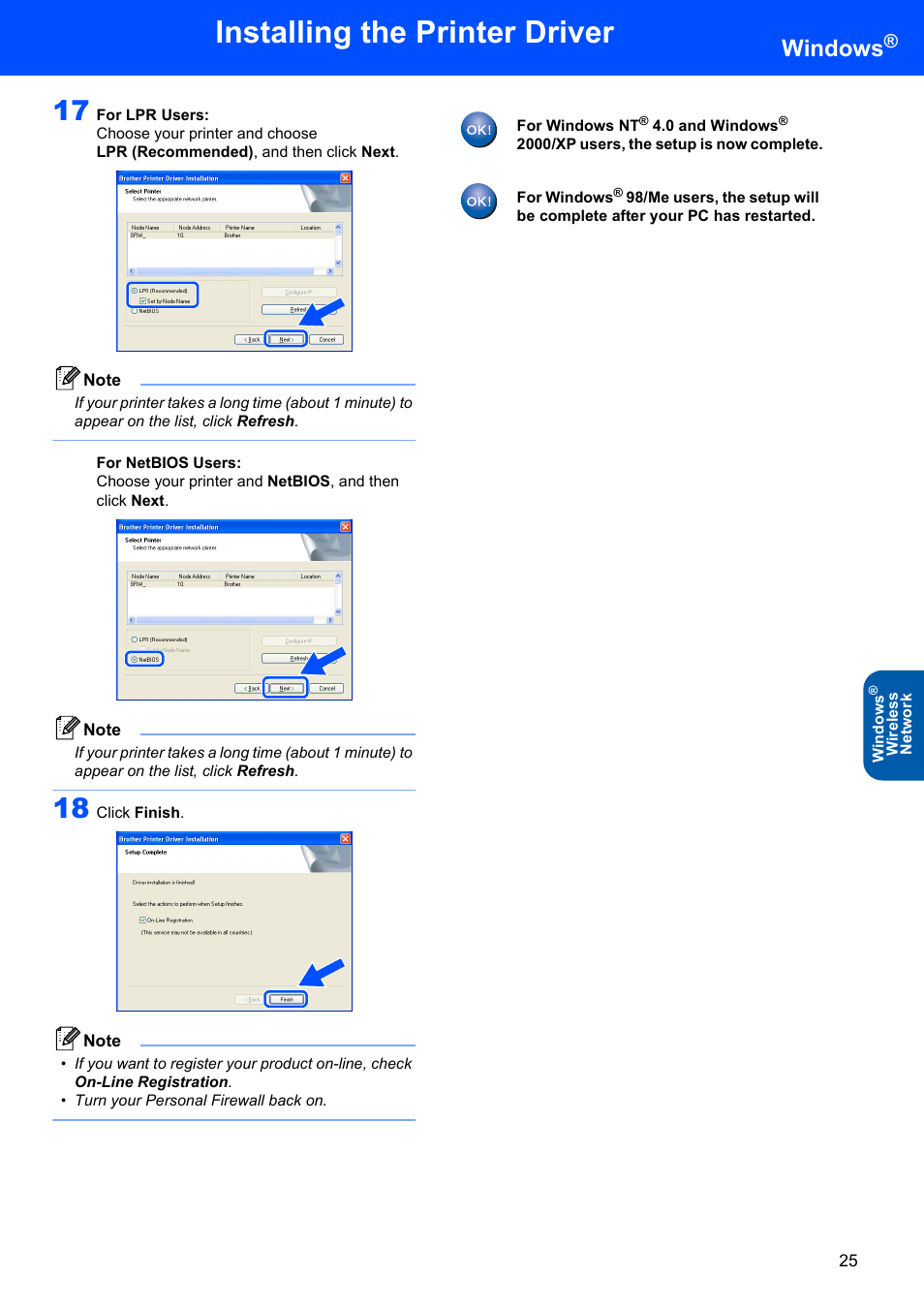 Installing the printer driver, Windows | Brother HL-5280DW User Manual | Page 27 / 56