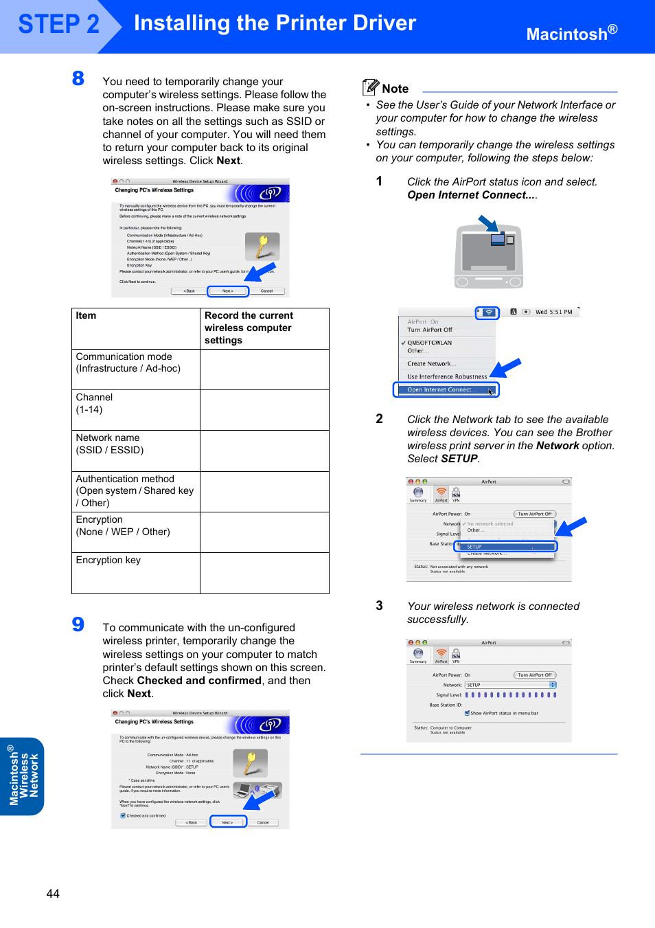 Step 2, Installing the printer driver, Macintosh | Brother HL-5280DW User Manual | Page 46 / 56