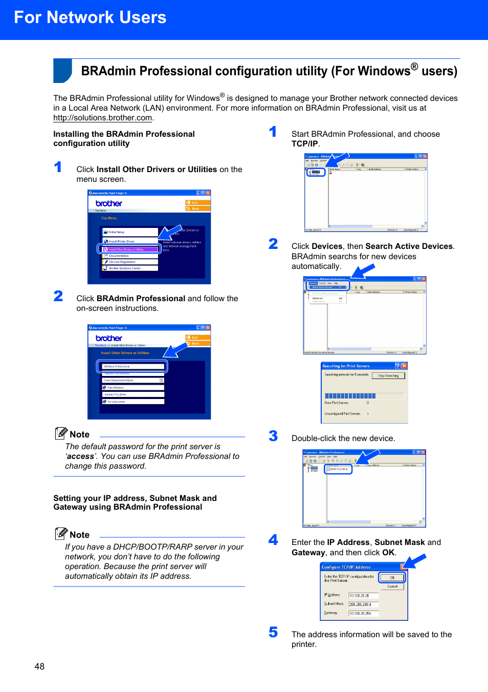 For network users, Users) | Brother HL-5280DW User Manual | Page 50 / 56