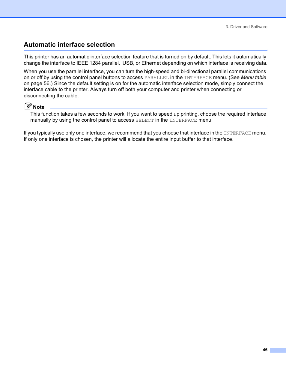 Automatic interface selection | Brother HL-5280DW User Manual | Page 54 / 152