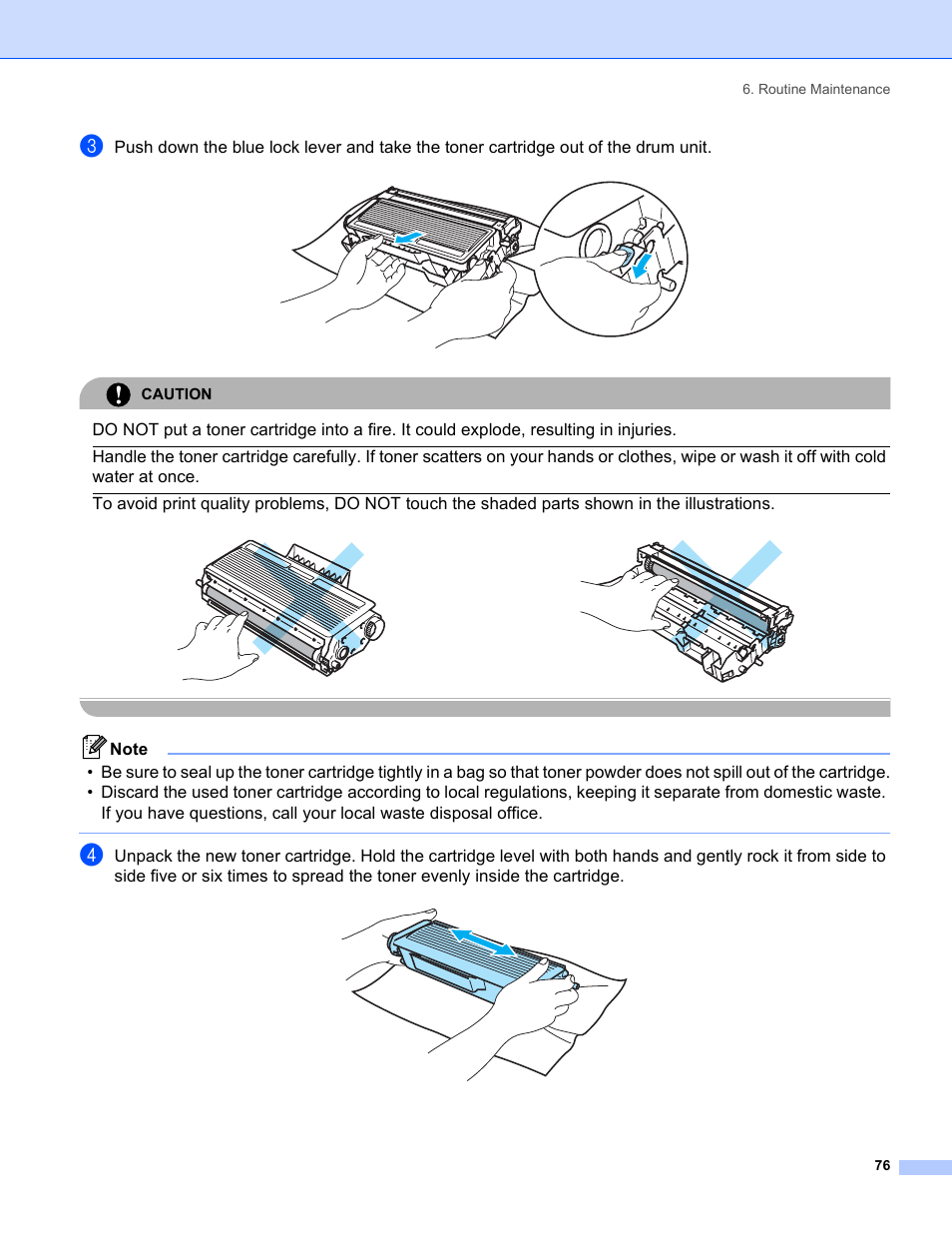 Caution, Routine maintenance 76 | Brother HL-5280DW User Manual | Page 84 / 152