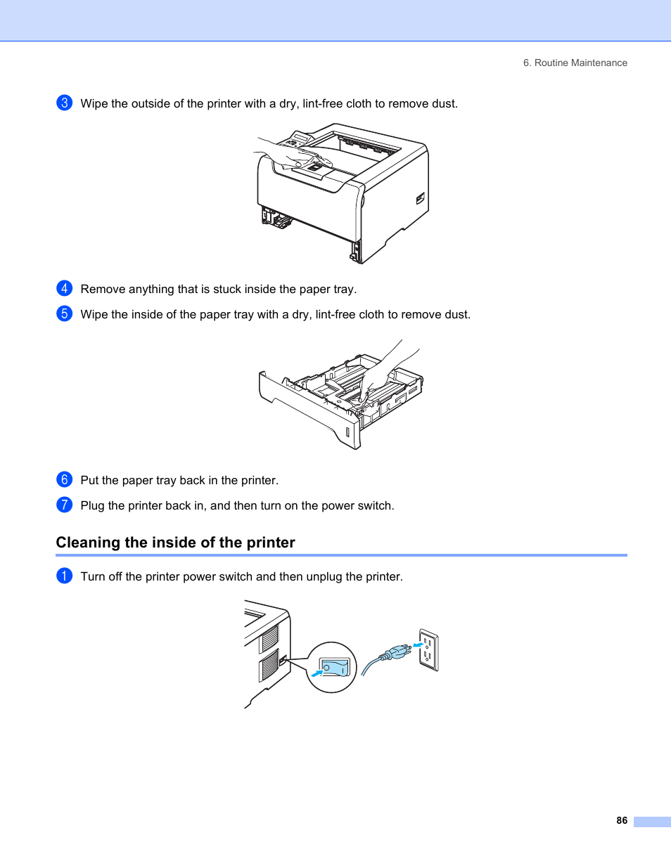 Cleaning the inside of the printer | Brother HL-5280DW User Manual | Page 94 / 152