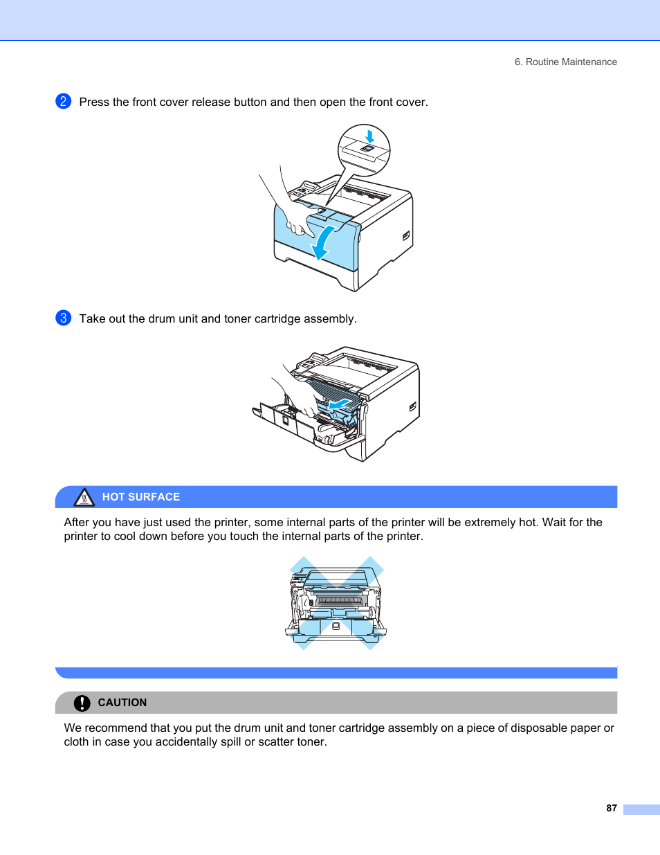 Hot surface, Caution | Brother HL-5280DW User Manual | Page 95 / 152