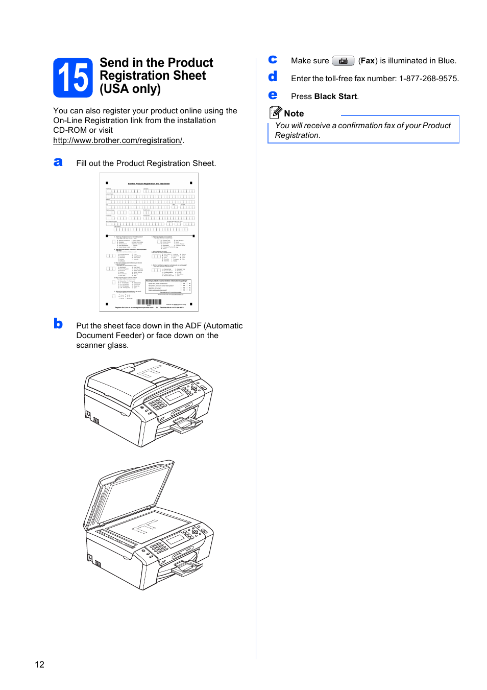 Send in the product registration sheet (usa only) | Brother MFC-495CW User Manual | Page 12 / 46