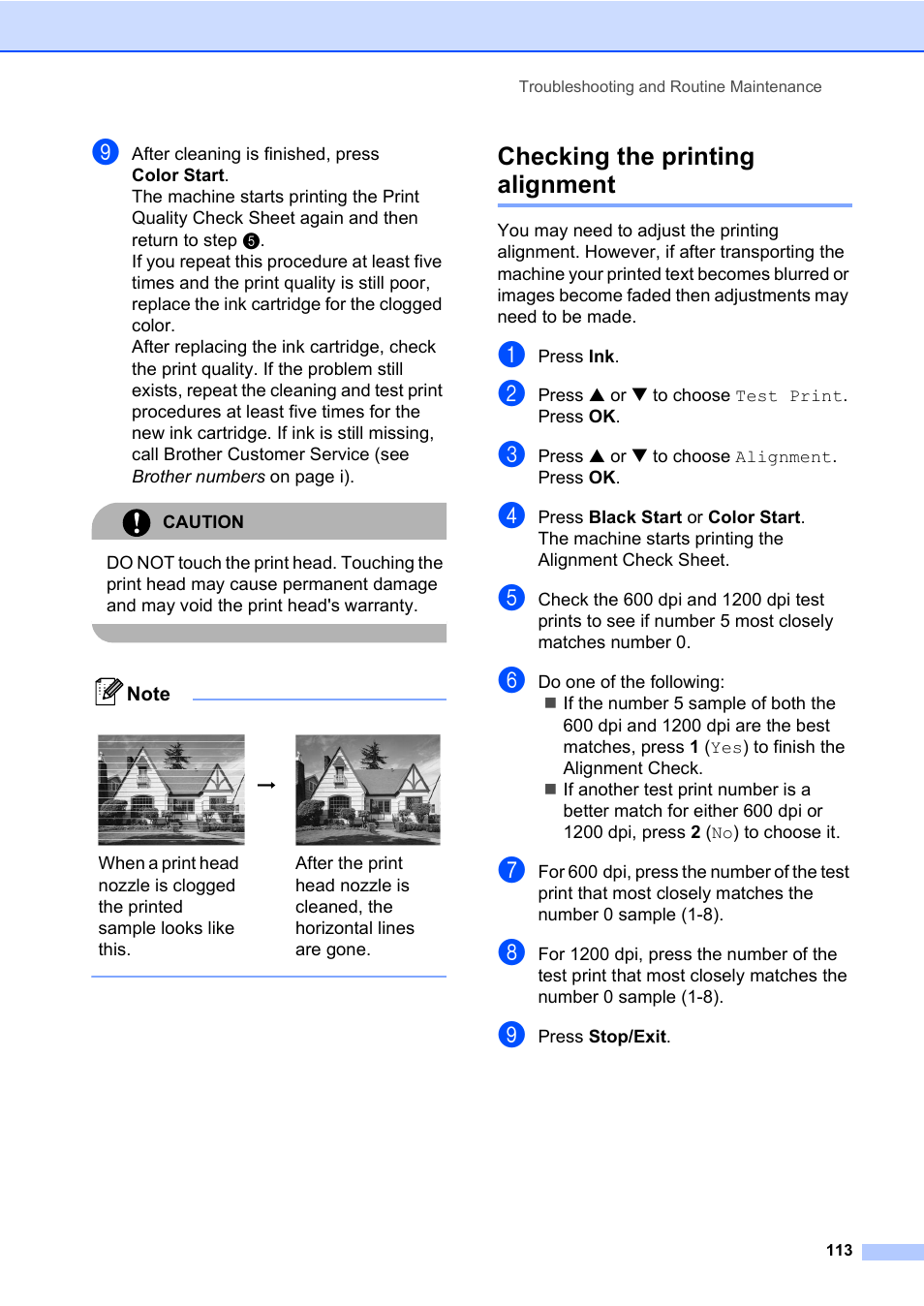 Checking the printing alignment | Brother MFC-820CW User Manual | Page 129 / 171