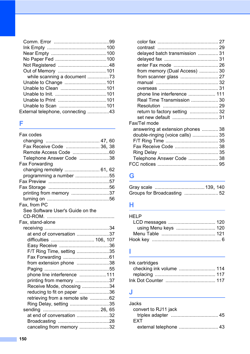 Brother MFC-820CW User Manual | Page 166 / 171