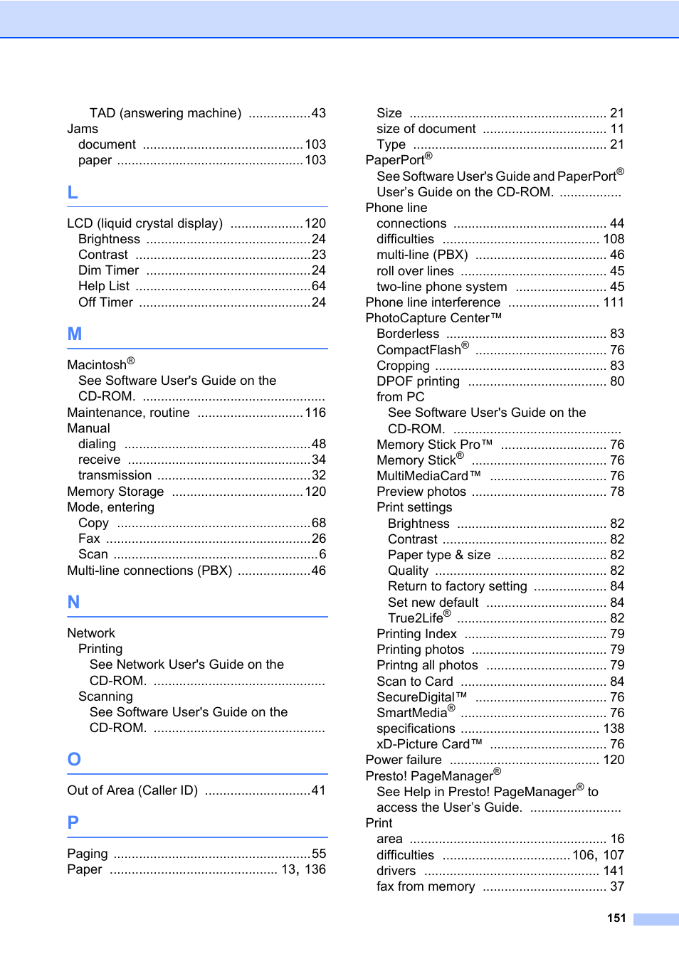 Brother MFC-820CW User Manual | Page 167 / 171