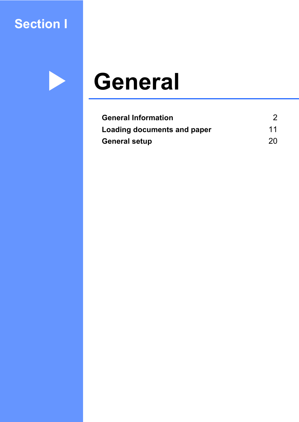 General, Section i general | Brother MFC-820CW User Manual | Page 17 / 171