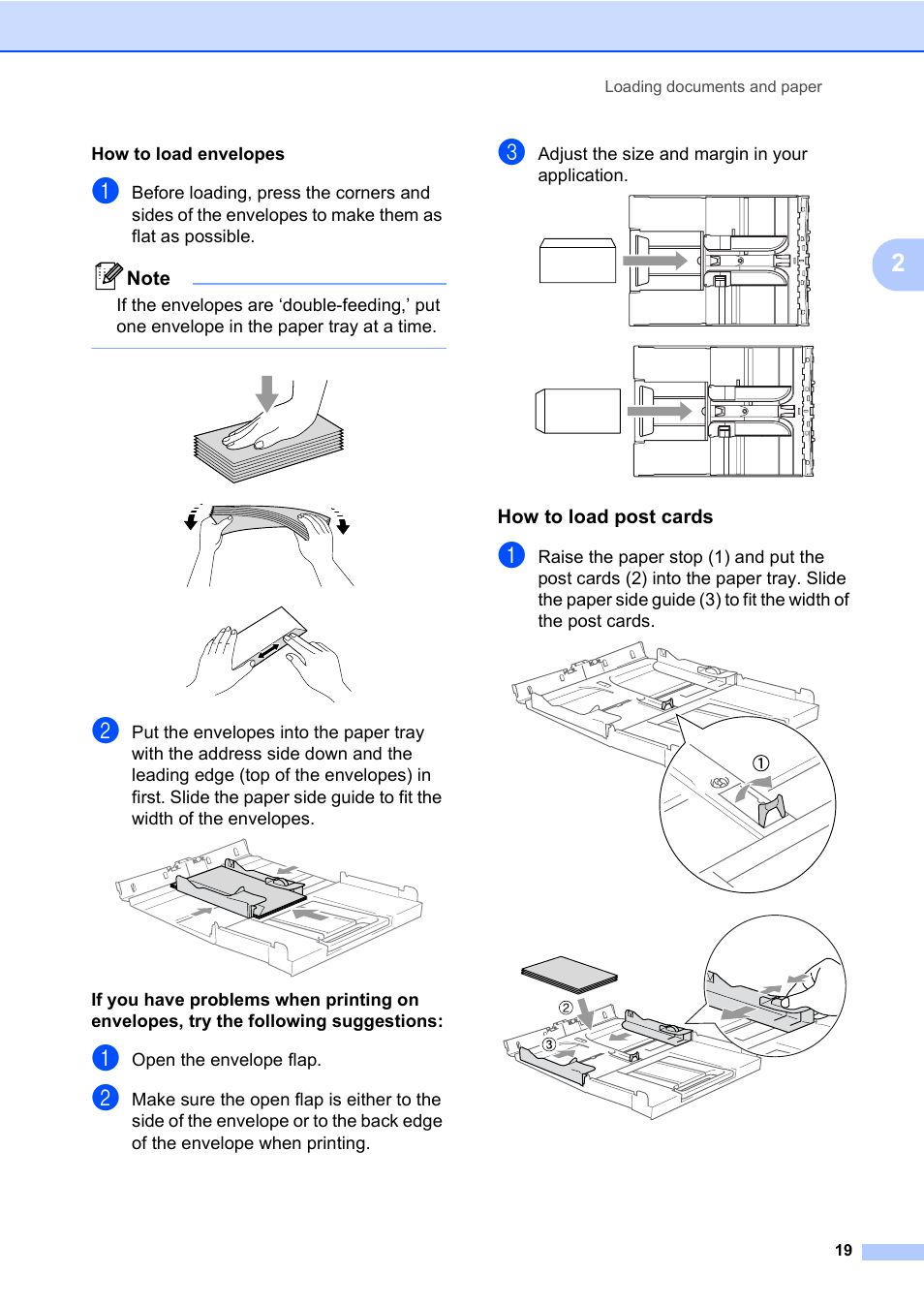 How to load post cards | Brother MFC-820CW User Manual | Page 35 / 171