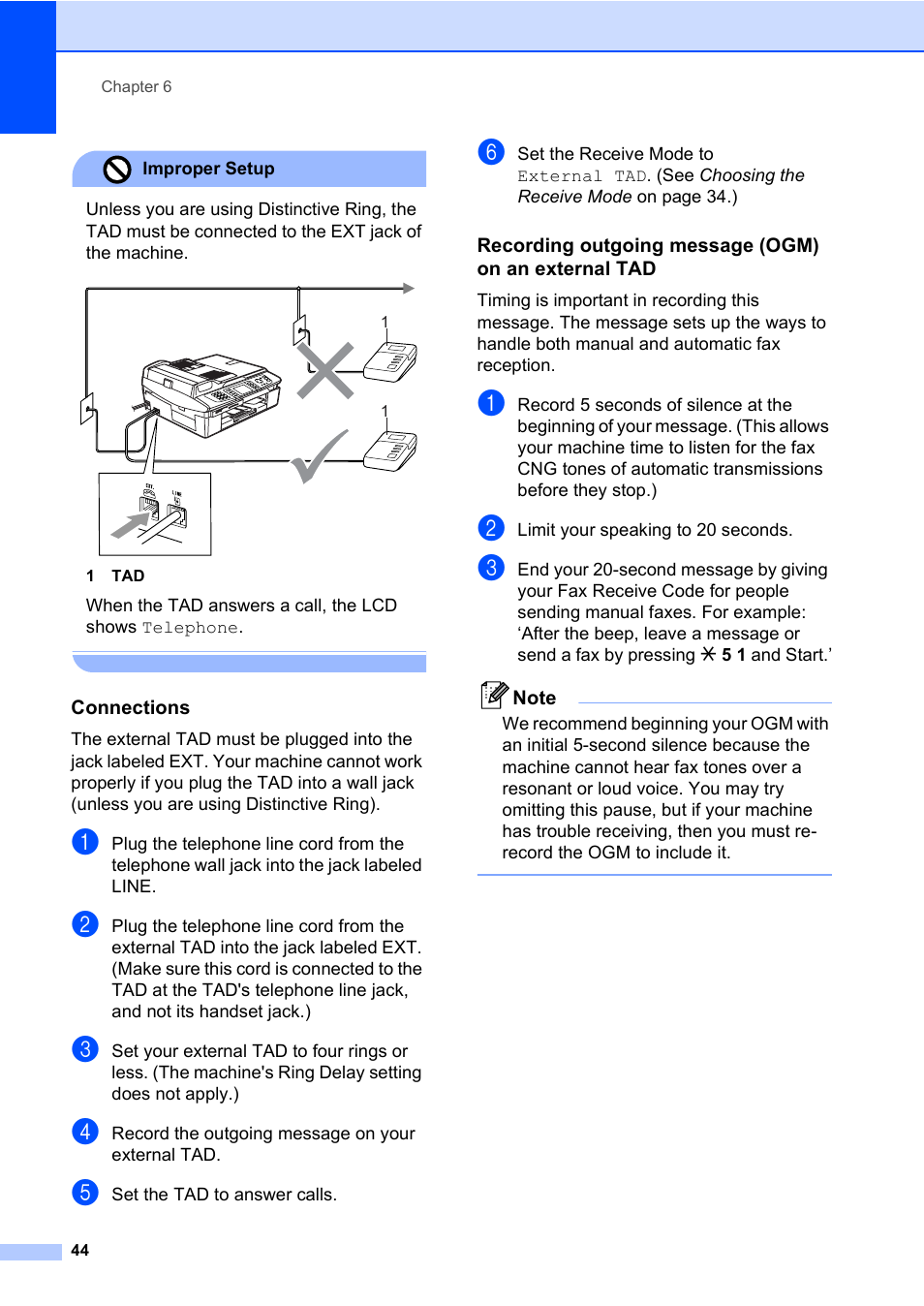 Connections | Brother MFC-820CW User Manual | Page 60 / 171