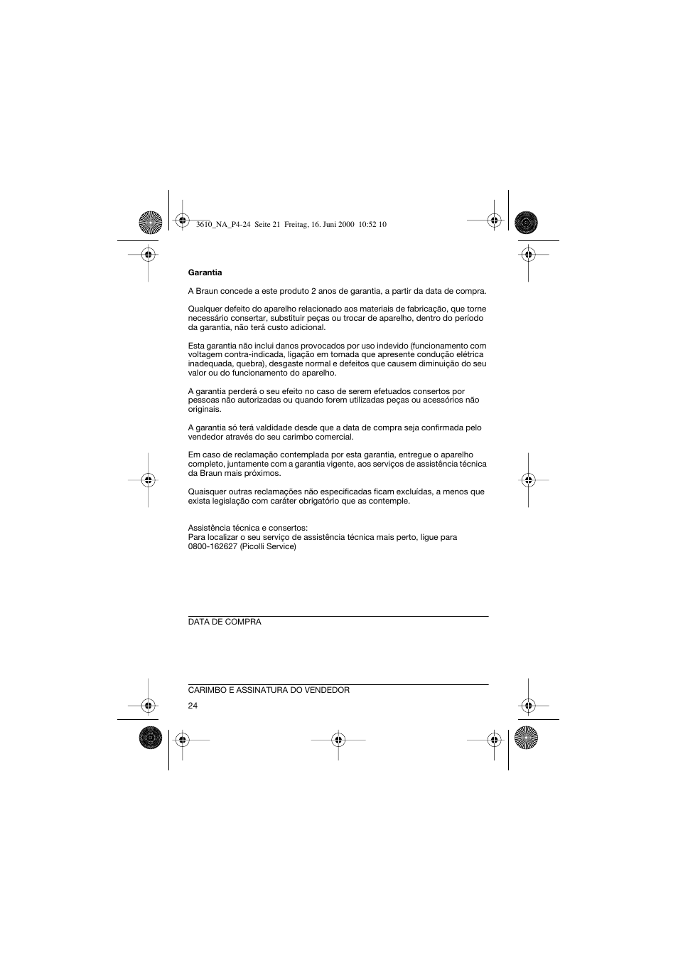 Braun 3610 InterFace User Manual | Page 24 / 24