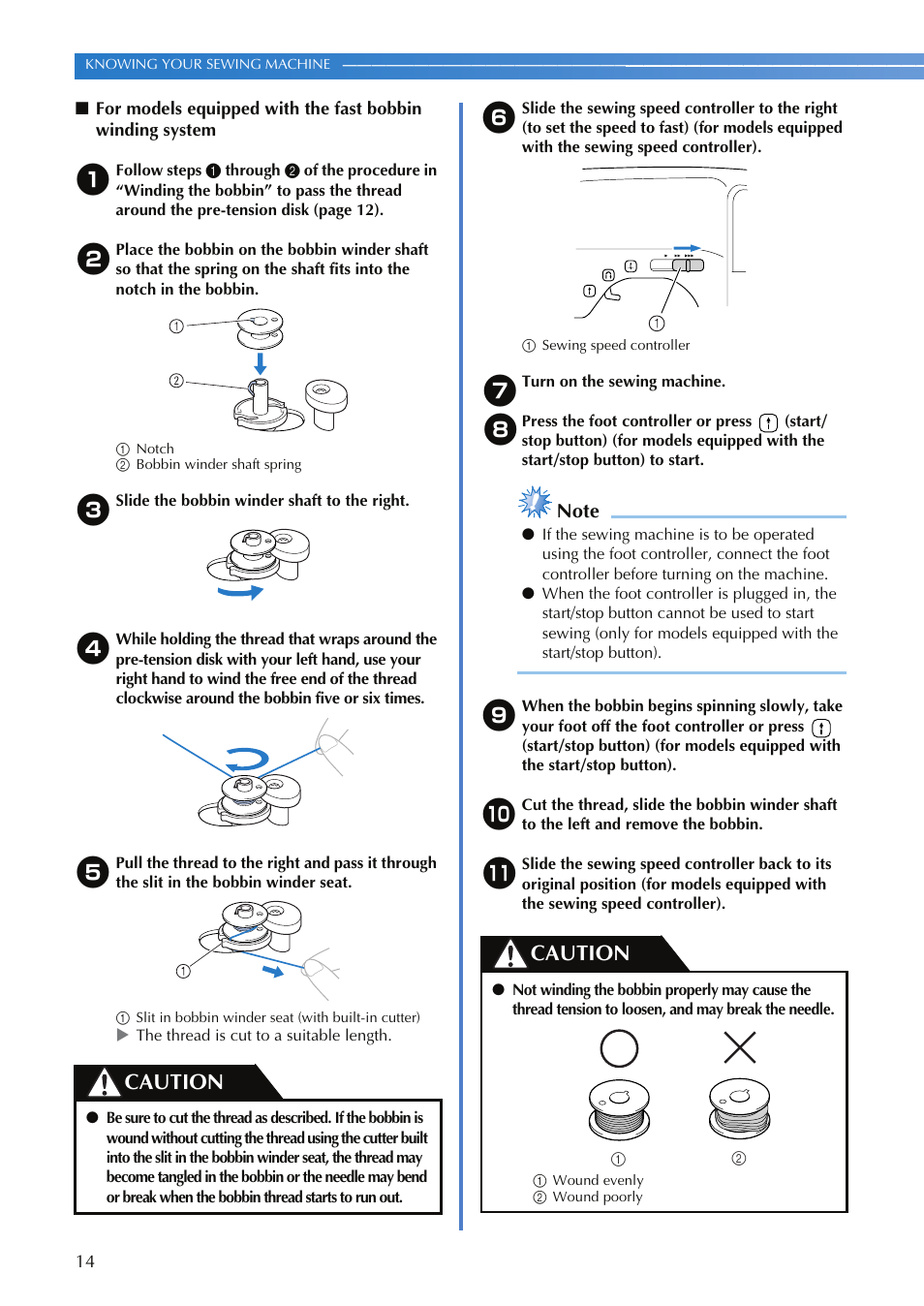 Caution | Brother XR-9000 User Manual | Page 16 / 80