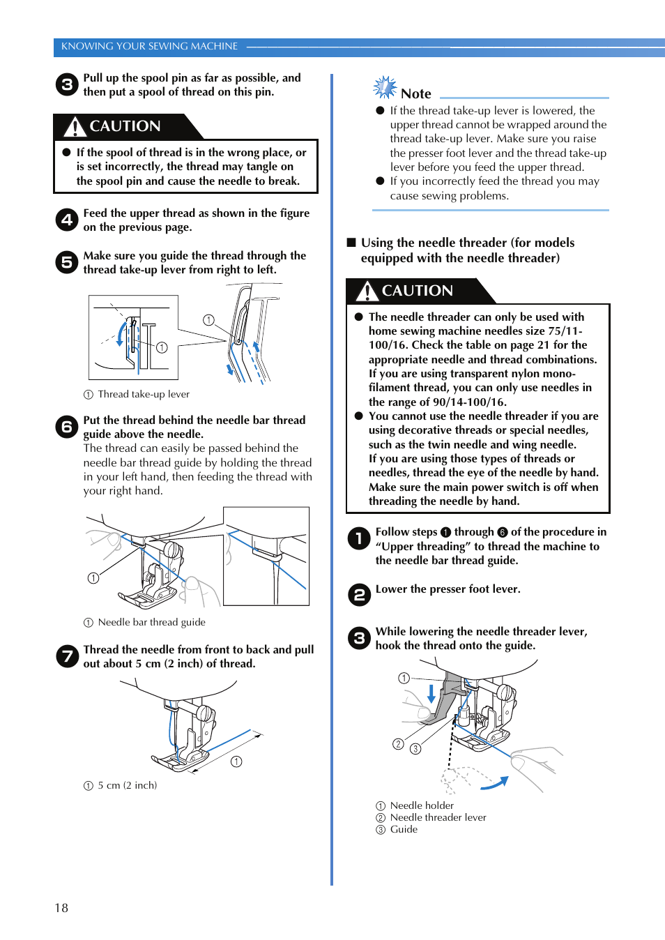 Caution | Brother XR-9000 User Manual | Page 20 / 80