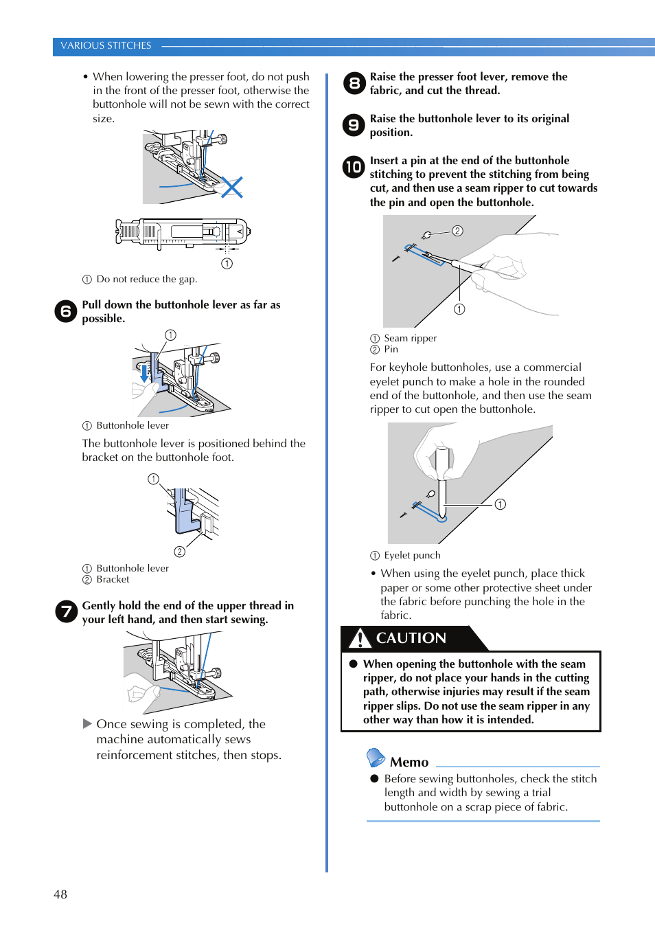 Caution | Brother XR-9000 User Manual | Page 50 / 80