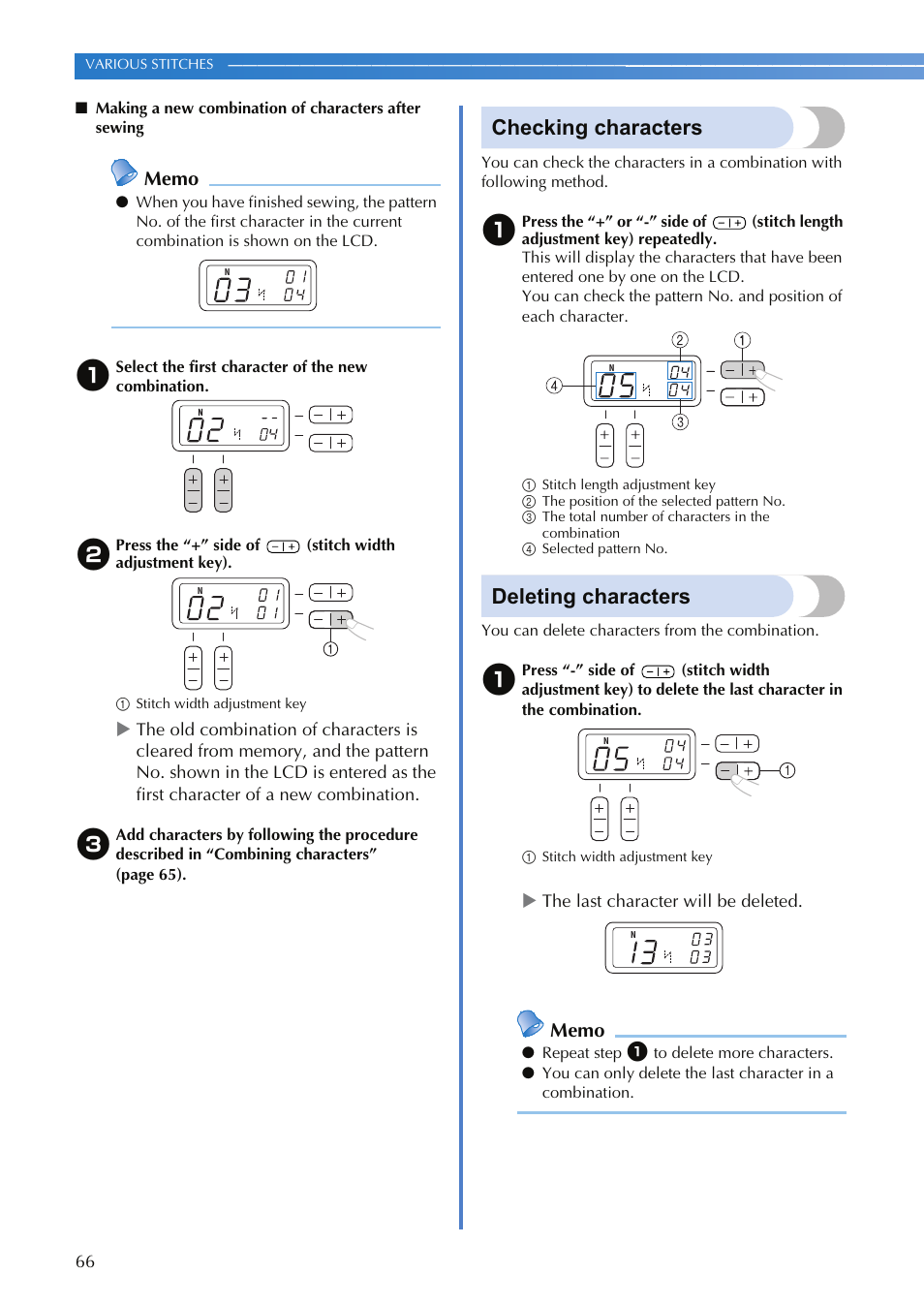 Checking characters, Deleting characters | Brother XR-9000 User Manual | Page 68 / 80