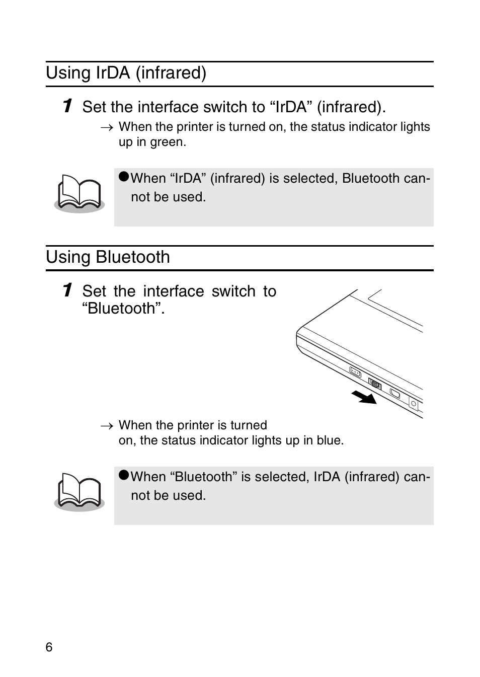 Using irda (infrared), Using bluetooth, Using irda (infrared) using bluetooth | Brother MW-260 User Manual | Page 23 / 45