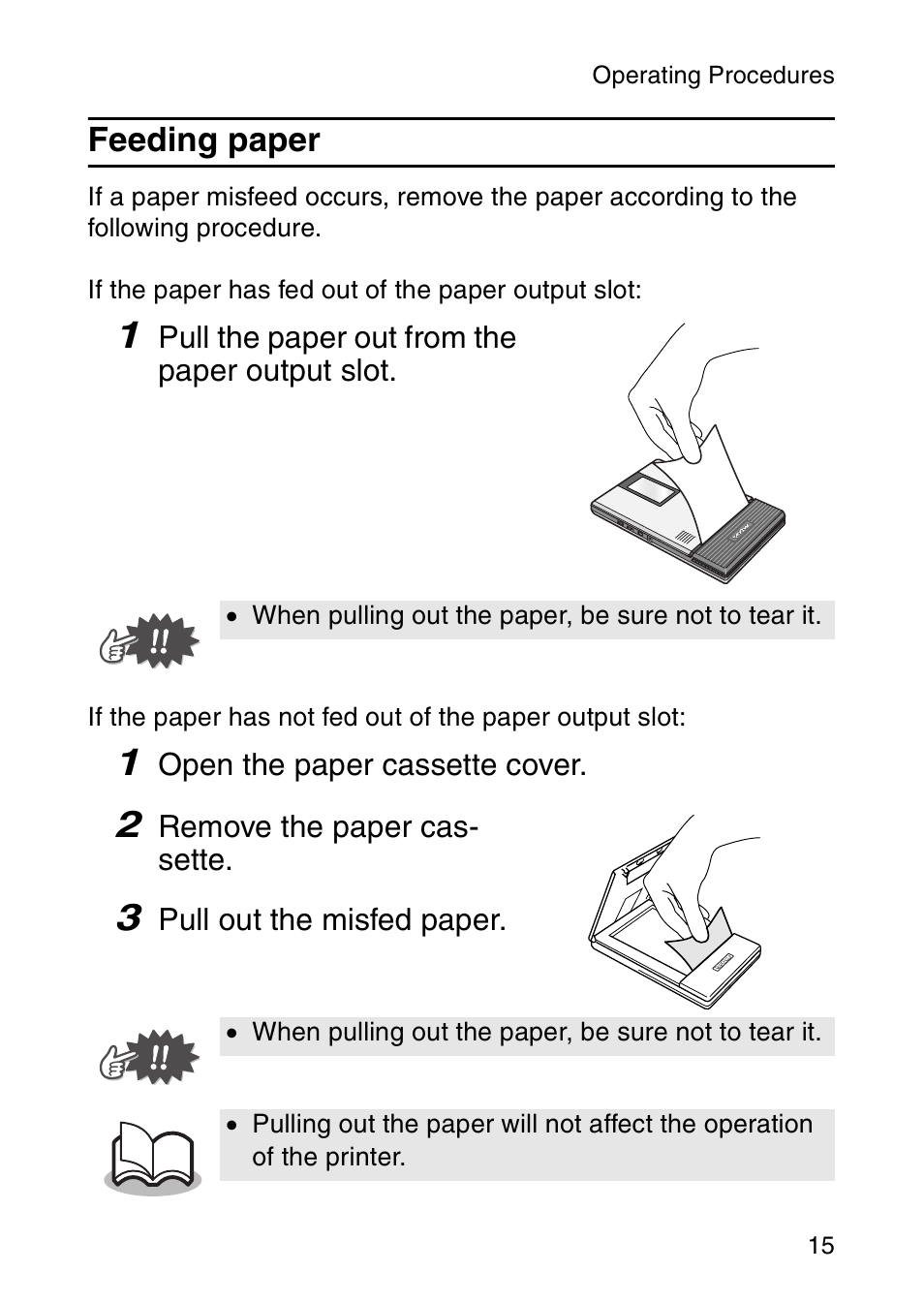 Feeding paper | Brother MW-260 User Manual | Page 32 / 45