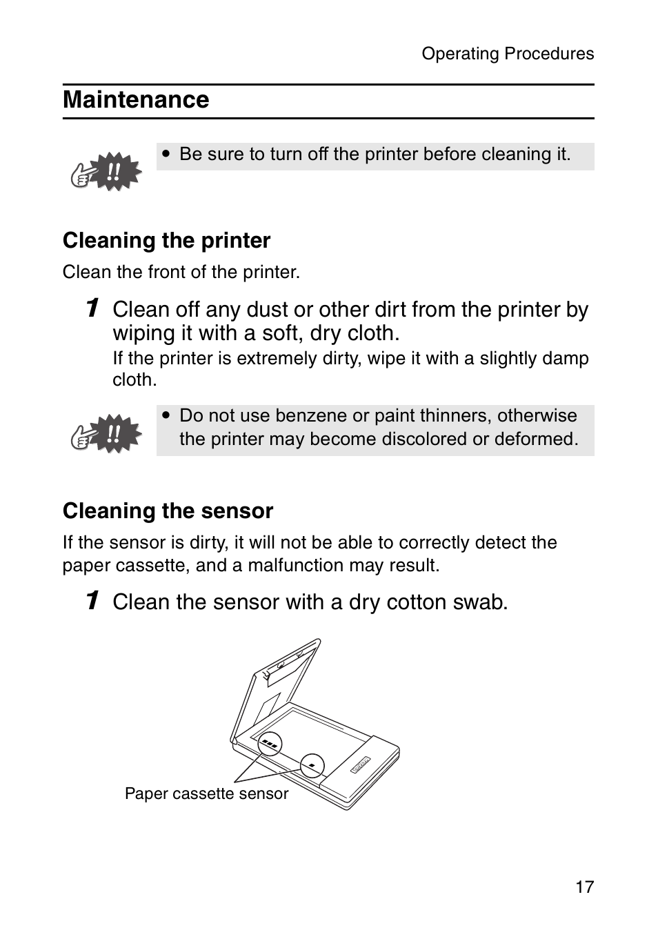 Maintenance | Brother MW-260 User Manual | Page 34 / 45