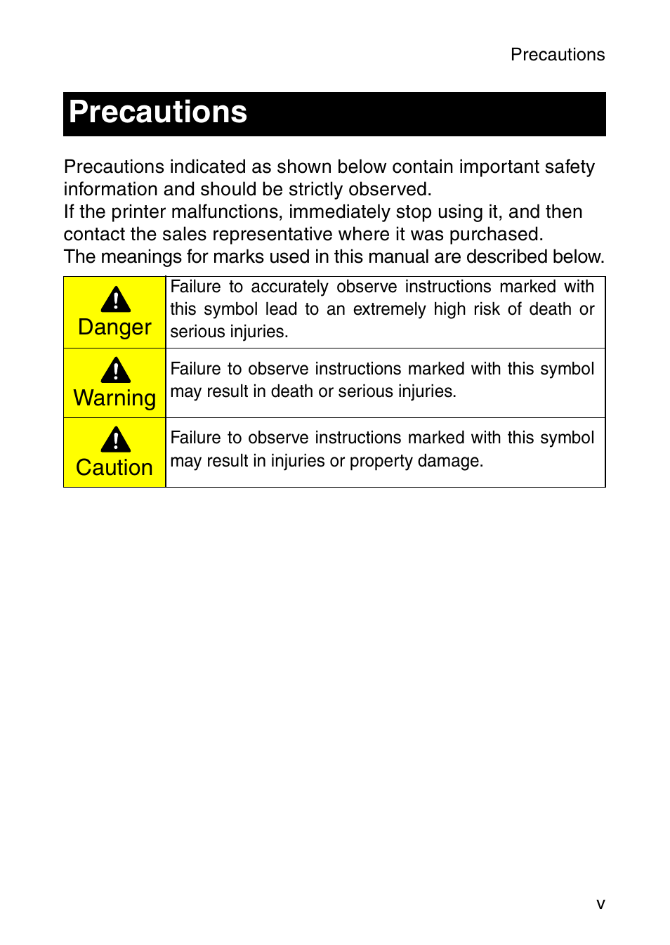 Mw-260_hard.pdf, Precautions, Danger | Warning, Caution | Brother MW-260 User Manual | Page 6 / 45