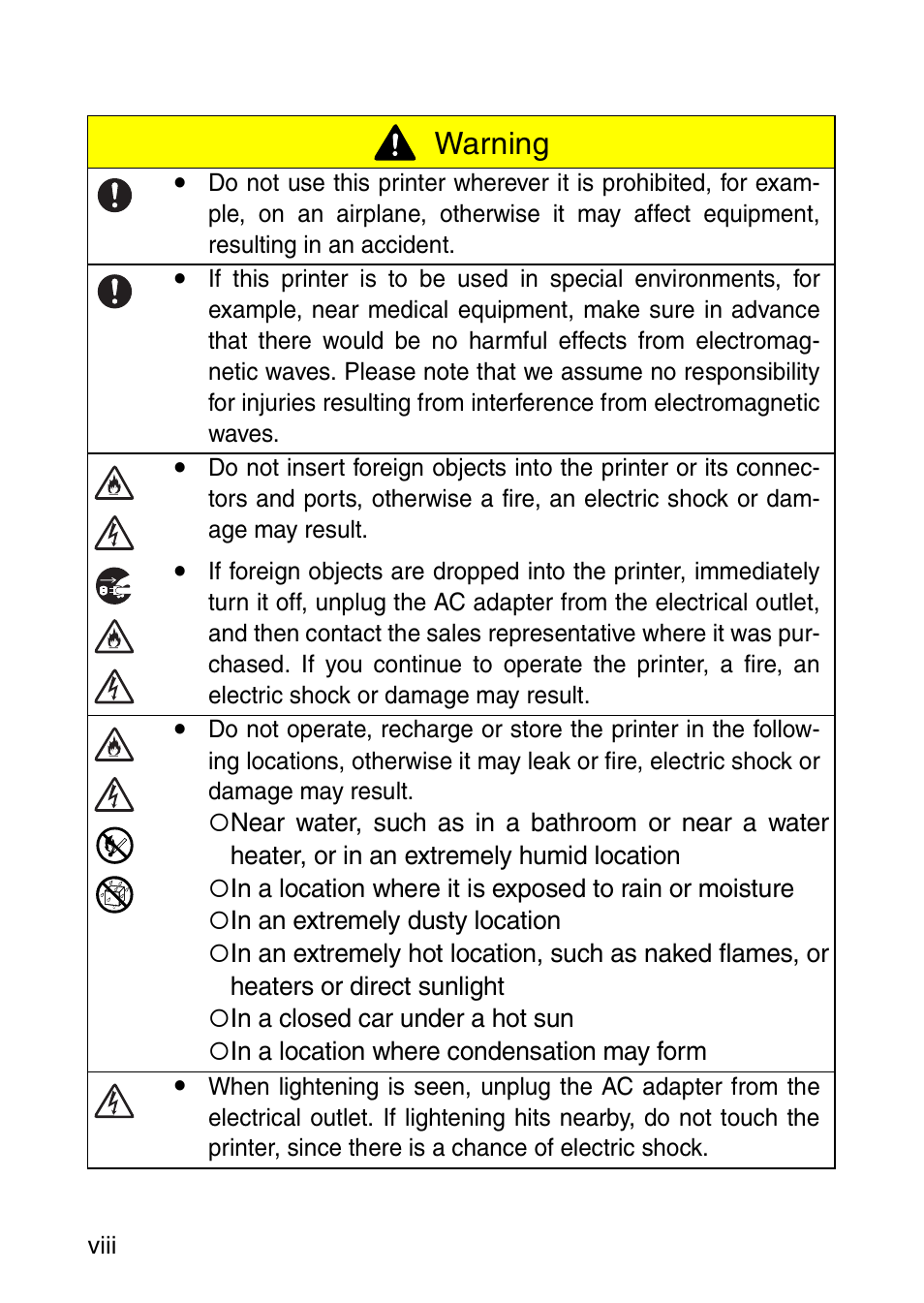 Warning | Brother MW-260 User Manual | Page 9 / 45