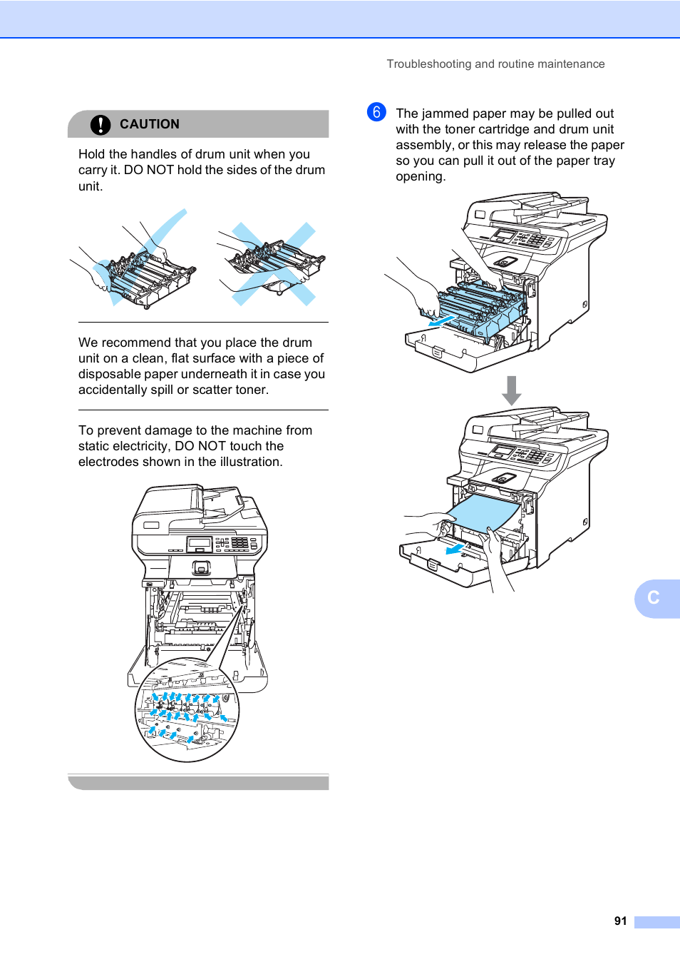 Caution, Troubleshooting and routine maintenance 91 | Brother DCP-9045CDN User Manual | Page 105 / 192