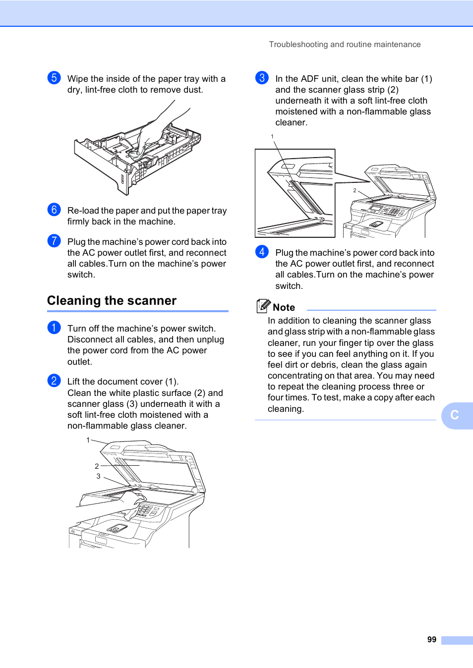 Cleaning the scanner | Brother DCP-9045CDN User Manual | Page 113 / 192