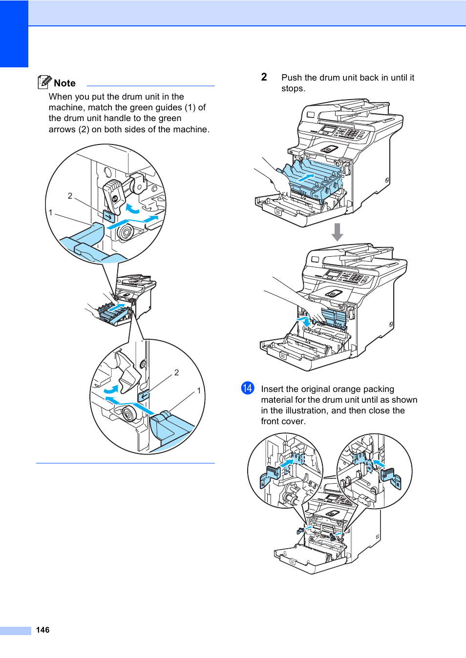 Push the drum unit back in until it stops | Brother DCP-9045CDN User Manual | Page 160 / 192