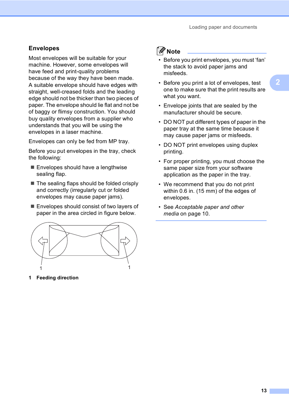 Envelopes | Brother DCP-9045CDN User Manual | Page 27 / 192