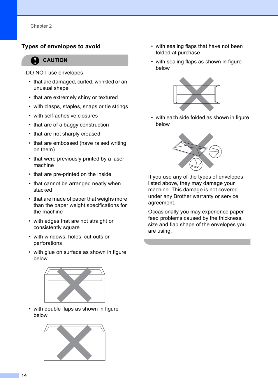 Types of envelopes to avoid | Brother DCP-9045CDN User Manual | Page 28 / 192