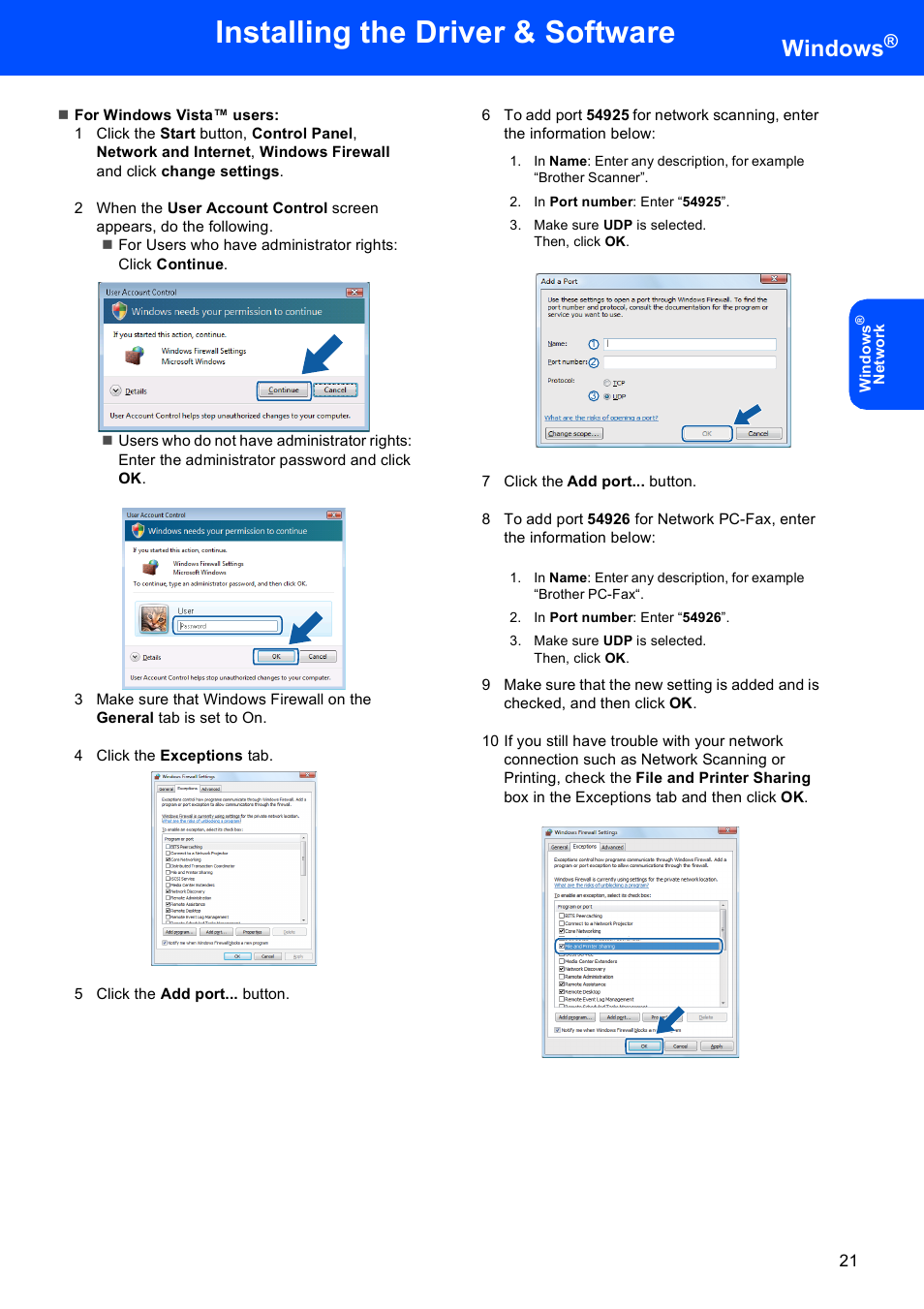 Installing the driver & software, Windows | Brother MFC-9440CN User Manual | Page 23 / 34