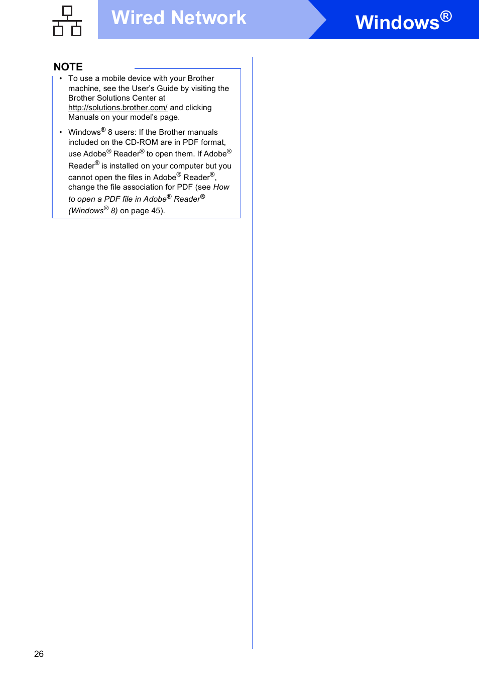 Windows, Wired network | Brother MFC-J6920DW User Manual | Page 26 / 46