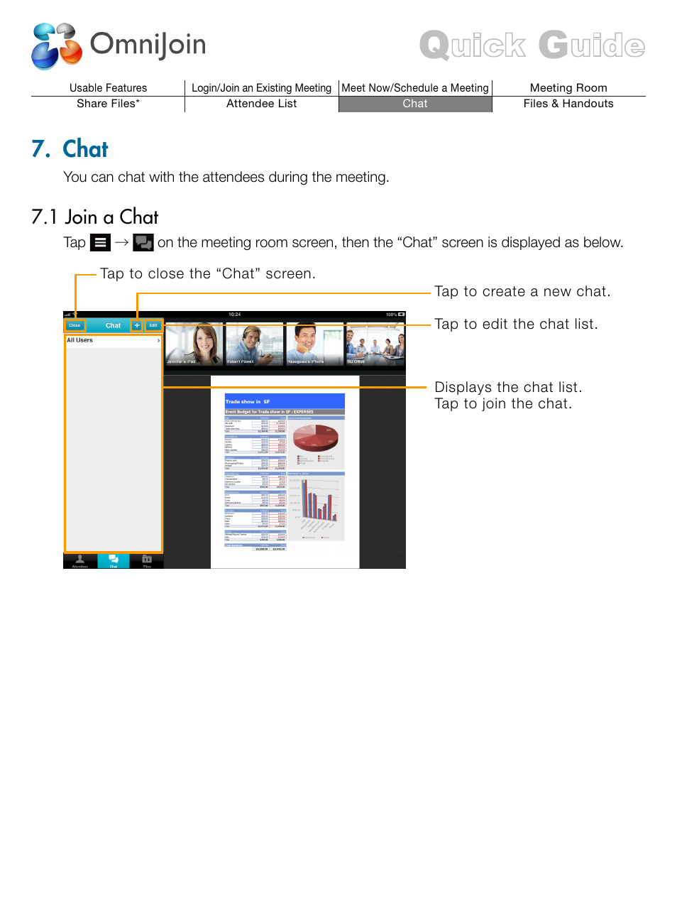 Chat, 1 join a chat | Brother OmniJoin User Manual | Page 12 / 13