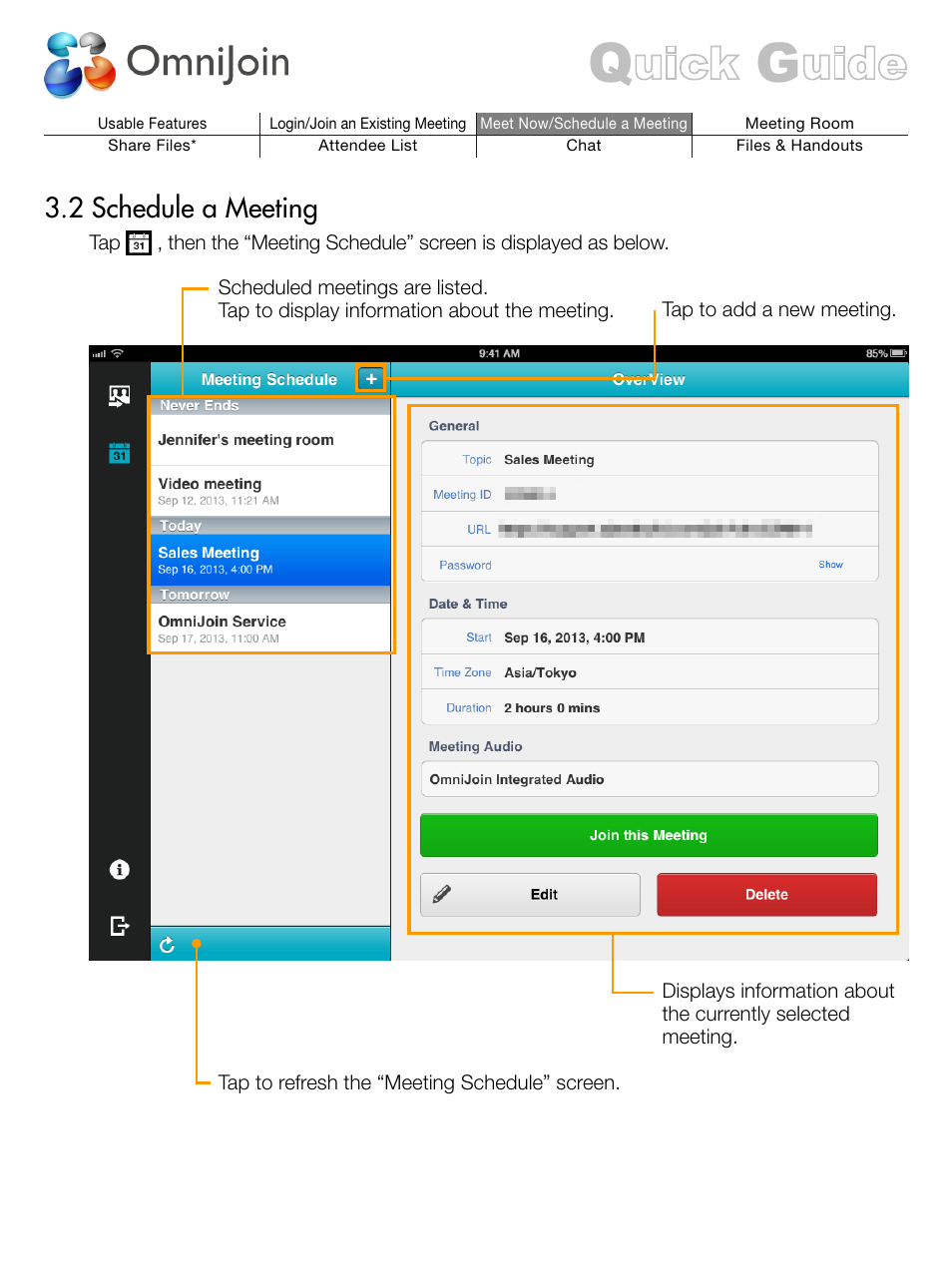 2 schedule a meeting | Brother OmniJoin User Manual | Page 5 / 13