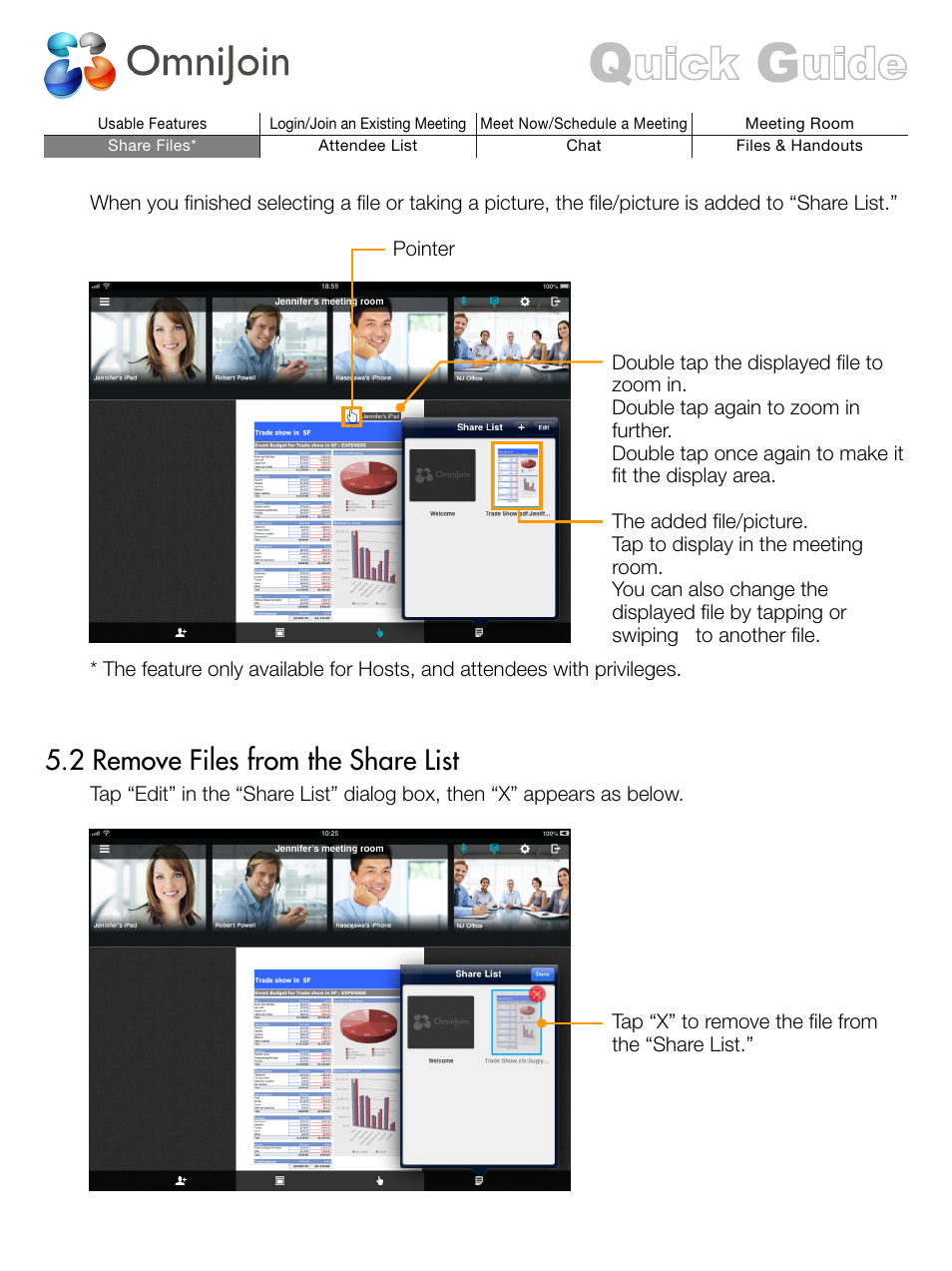 2 remove files from the share list | Brother OmniJoin User Manual | Page 9 / 13
