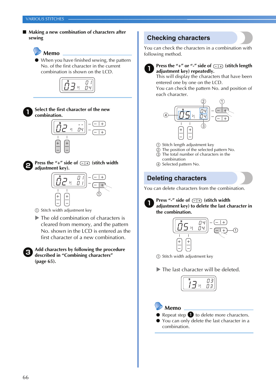 Checking characters, Deleting characters | Brother CS9100 User Manual | Page 68 / 80