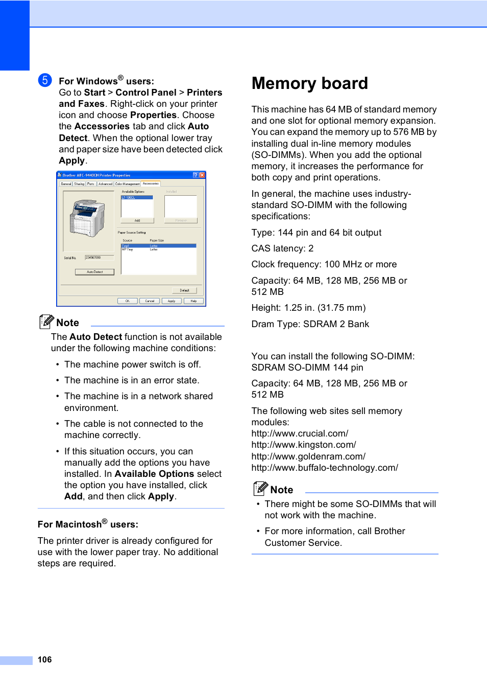 Memory board | Brother MFC-9450CDN User Manual | Page 122 / 252