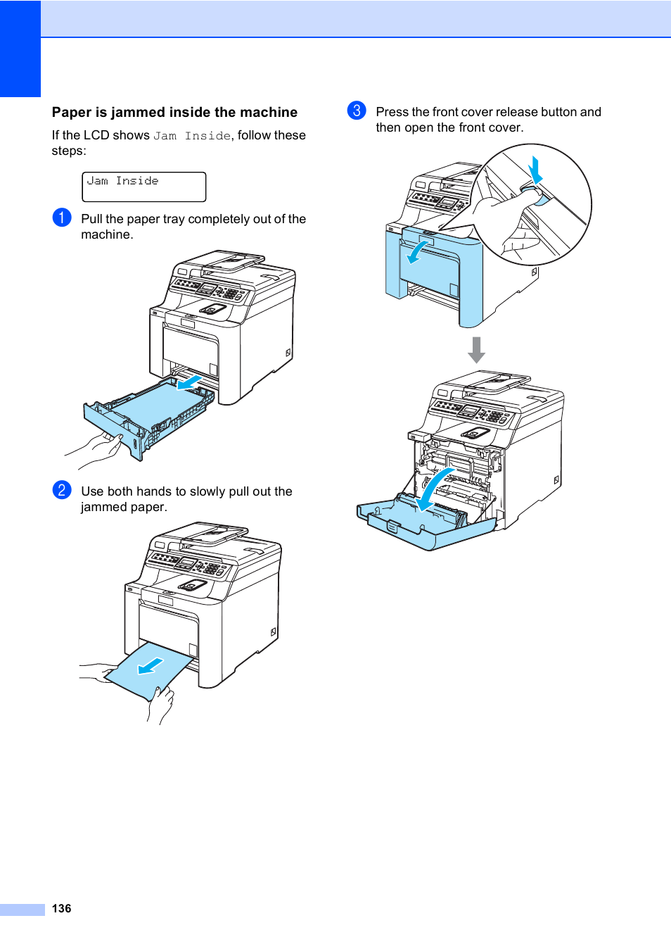 Paper is jammed inside the machine | Brother MFC-9450CDN User Manual | Page 152 / 252