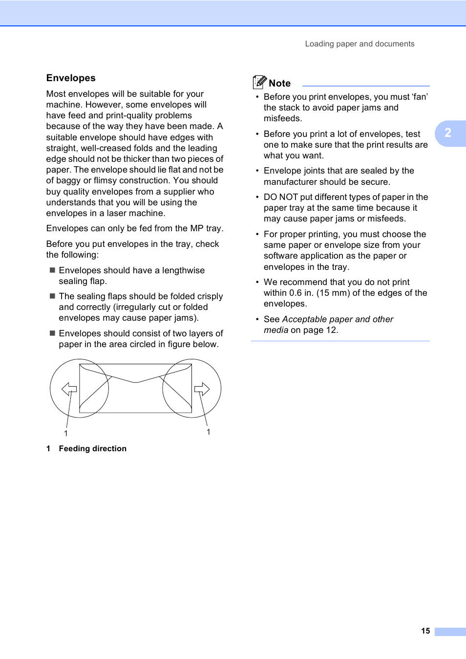 Envelopes | Brother MFC-9450CDN User Manual | Page 31 / 252