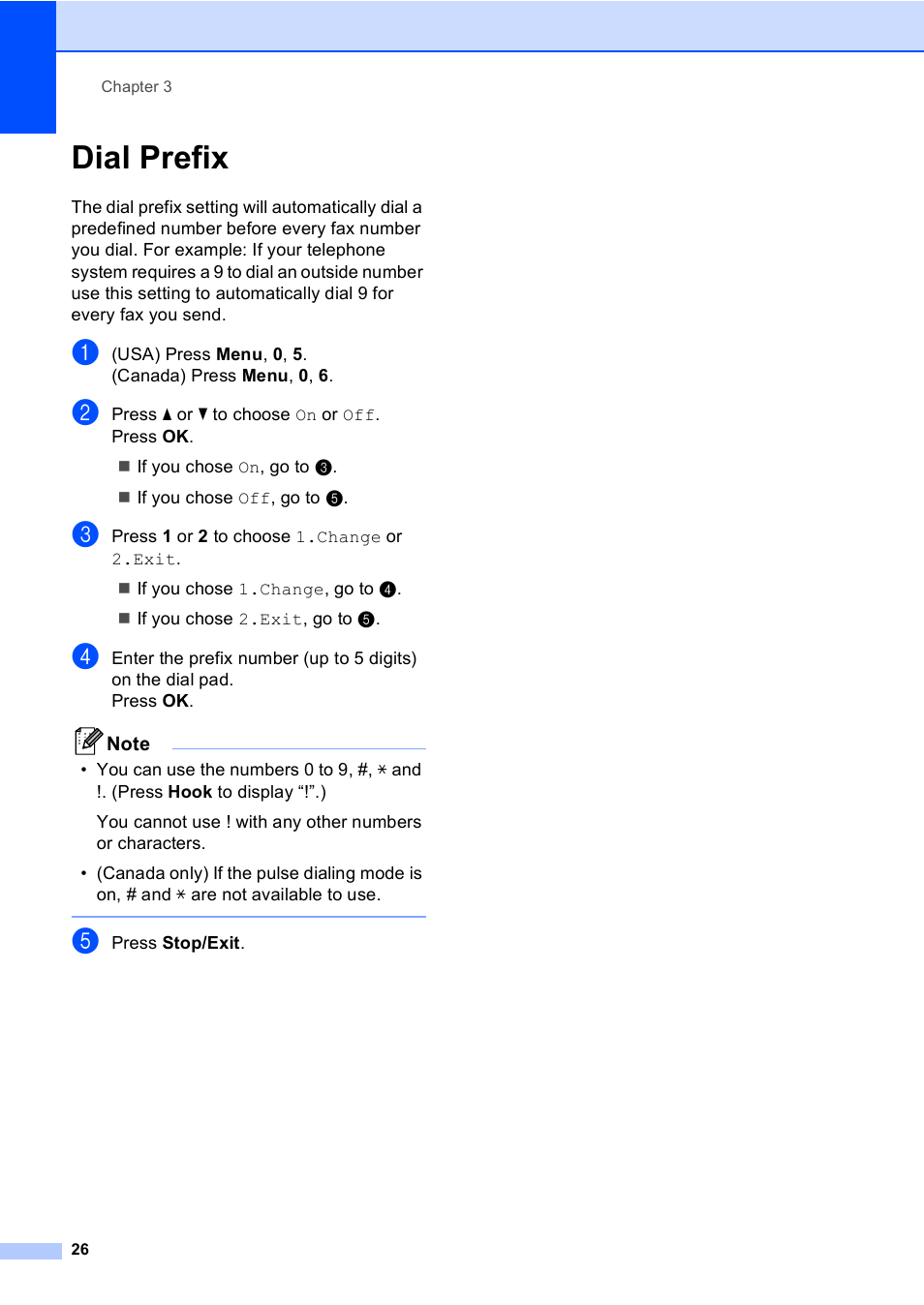 Dial prefix | Brother MFC-9450CDN User Manual | Page 42 / 252