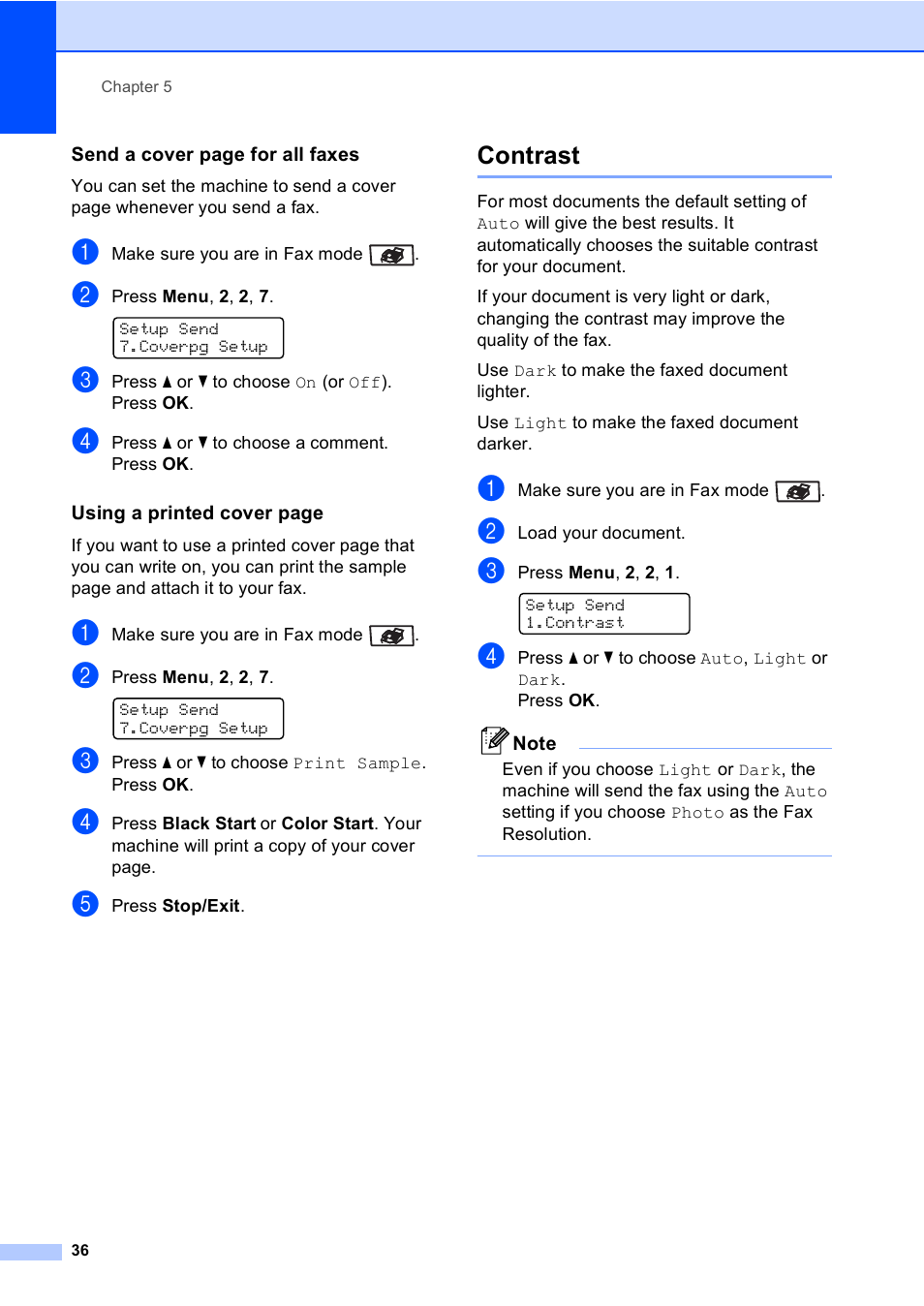 Contrast | Brother MFC-9450CDN User Manual | Page 52 / 252