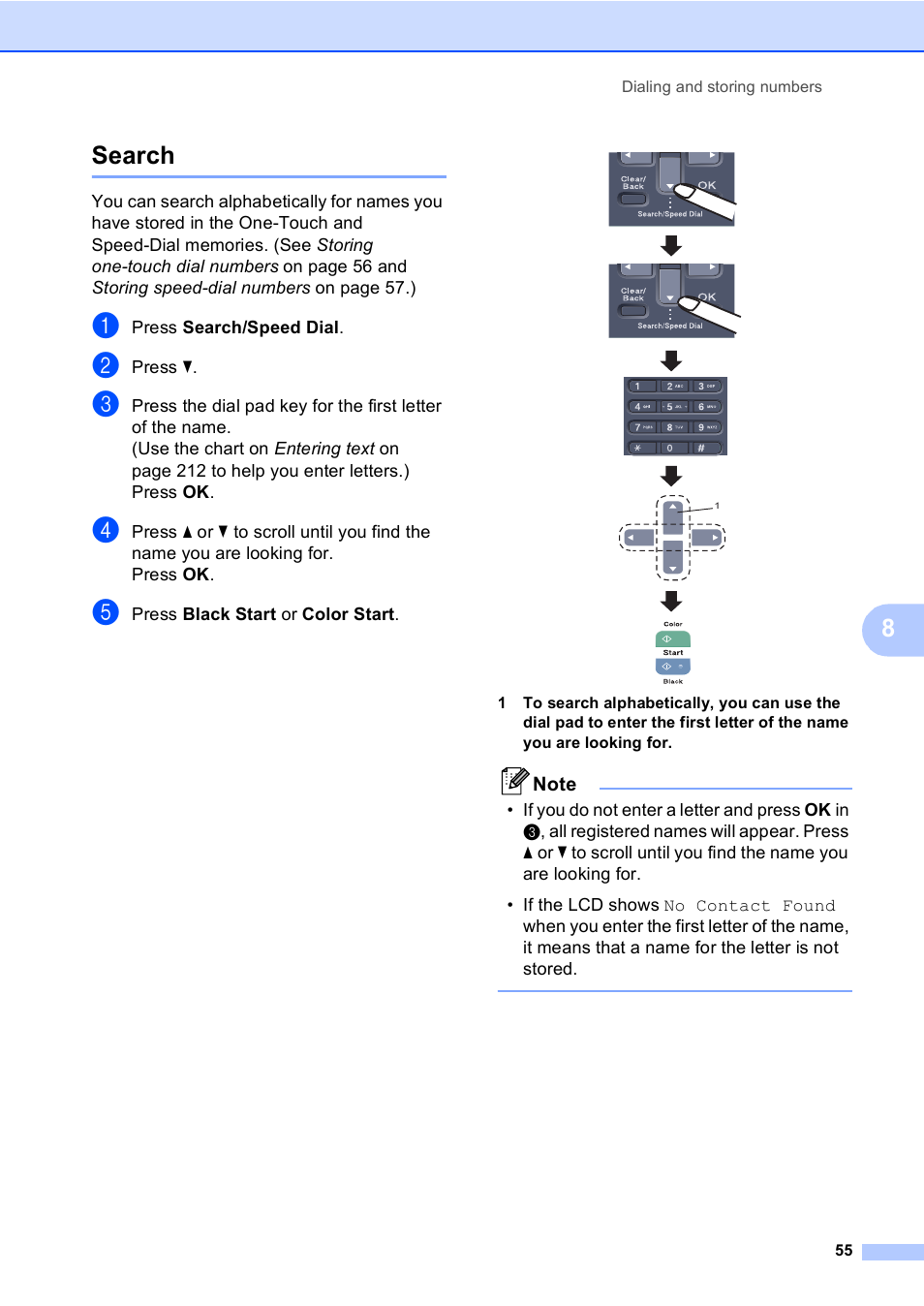 Search, 8search | Brother MFC-9450CDN User Manual | Page 71 / 252